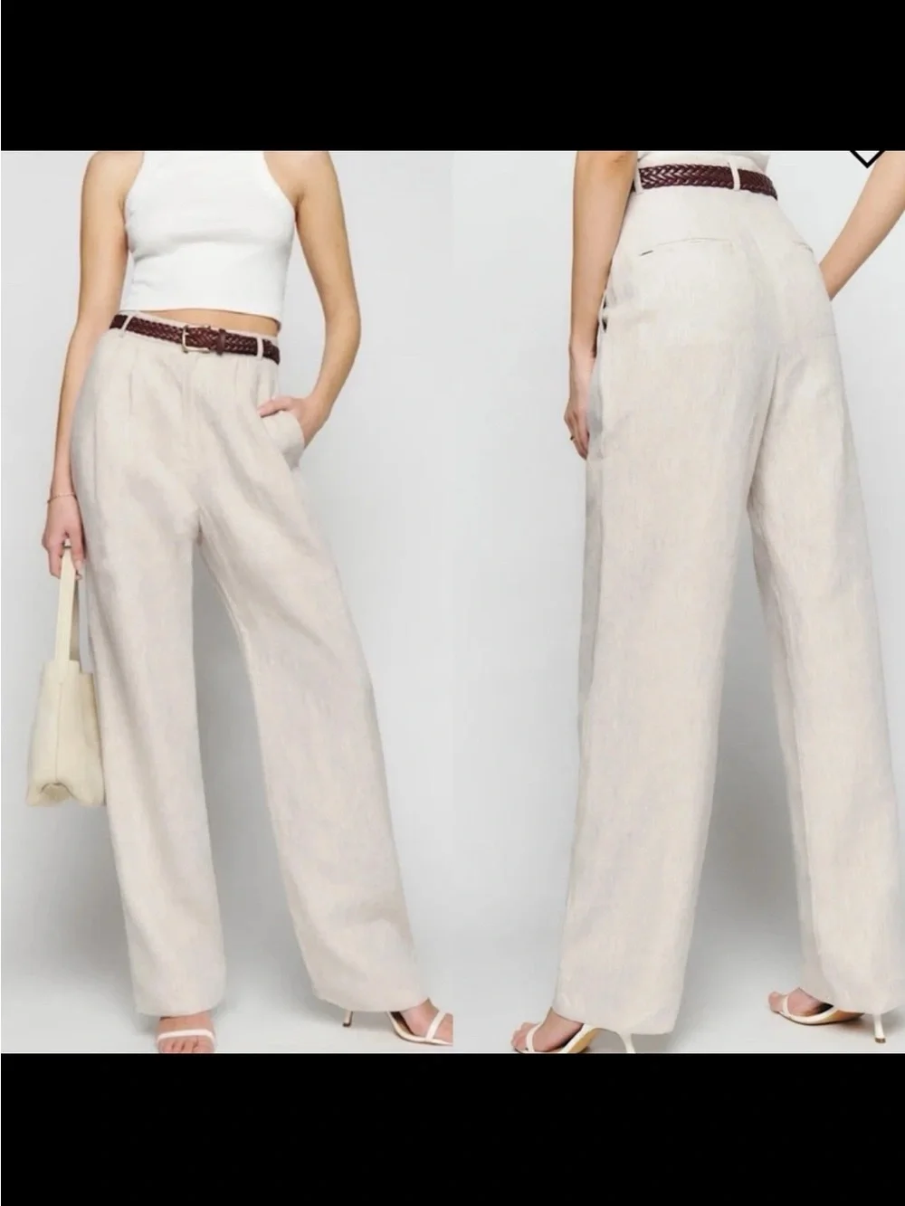 Reformation Mason Linen Pants in Oatmeal Size 2 NWOT